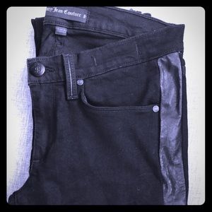 Juicy Couture black jeans with leather strip-sz 26